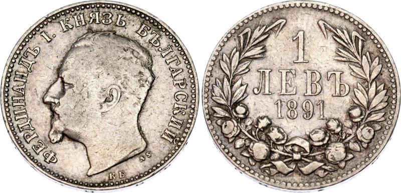 Bulgaria 1 Lev 1891 KB

KM# 13, N# 18434; Silver; Ferdinand I; Kremnitz Mint; ...