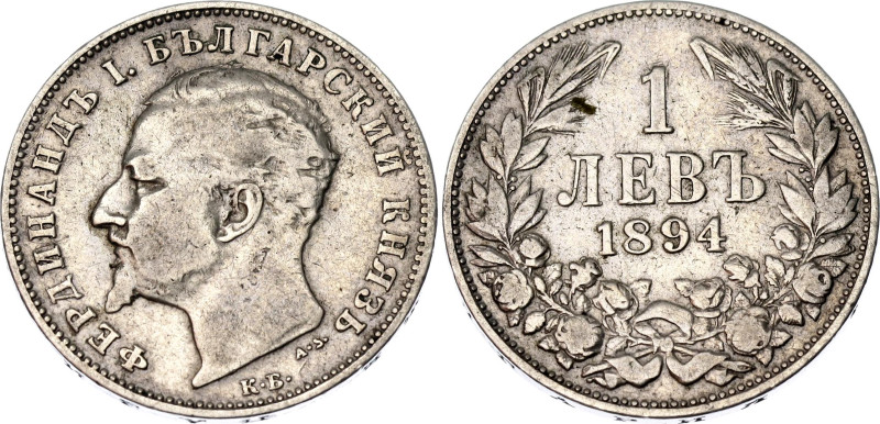 Bulgaria 1 Lev 1894 KB

KM# 16, N# 18361; Silver; Ferdinand I; Kremnitz Mint; ...