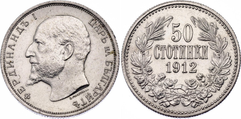 Bulgaria 50 Stotinki 1912

KM# 30, Schön# 30, N# 12341; Silver; Ferdinand I; K...