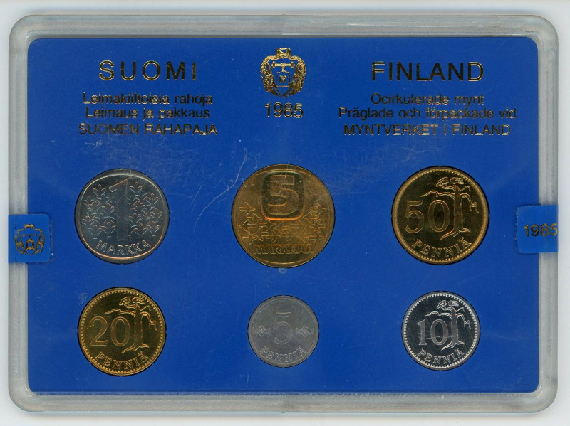 Finland Annual Coin Set 1985

5 - 10 - 20 - 50 Pennia - 1 - 5 Markkaa; With or...