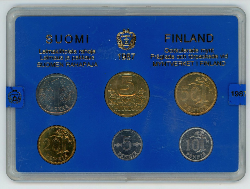 Finland Annual Coin Set 1987

5 - 10 - 20 - 50 Pennia - 1 - 5 Markkaa; With or...