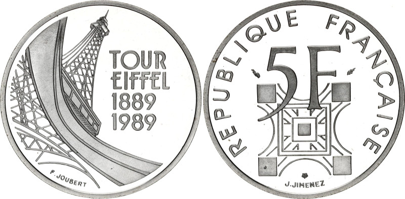 France 5 Francs 1989

KM# 968a, N# 23704; Silver., Proof; 100th Anniversary of...