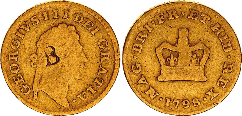 Great Britain 1/3 Guinea 1798 Countermark "B"

KM# 620, N# 13159; Gold (.9167)...