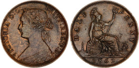 Great Britain 1/2 Penny 1862 Overstrike