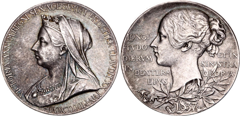 Great Britain Silver Medal 60th Anniversary of the Accession of Queen Victoria 1...