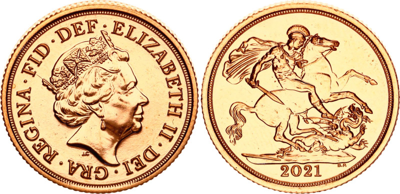 Great Britain 1 Sovereign 2021

KM# 1332, N# 72682; Gold (0.917) 7.98 g., 22.0...