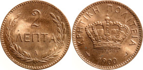 Greece Crete 2 Lepta 1900 A