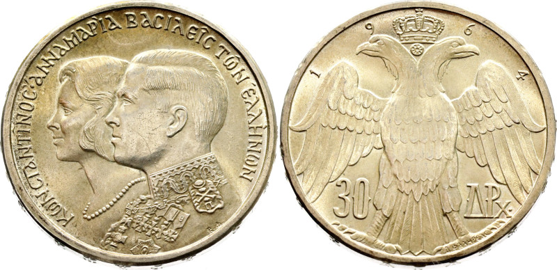 Greece 30 Drachmai 1964

KM# 87, N# 7222; Silver; Constantine II; Royal Marria...