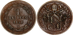 Italian States Papal States 1 Baiocco 1850 R (V)