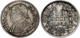 Italian States Papal States 10 Soldi 1868 R