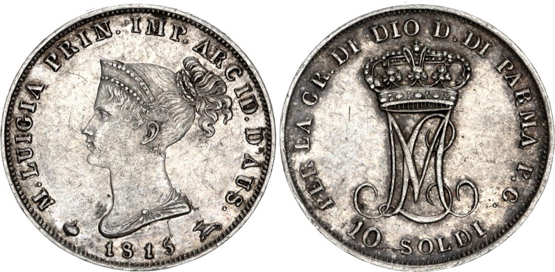 Italian States Parma 10 Soldi 1815

KM# C27, N# 31397; Silver; Maria Luigia; X...