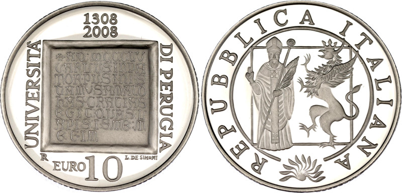 Italy 10 Euro 2008 (ND) R

KM# 306, N# 45336; Silver., Proof; 700th Anniversar...