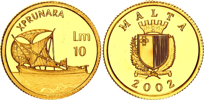 Malta 10 Lira 2002

KM# 119, N# 259690; Gold (.999), Proof; The Xprunara; Mint...