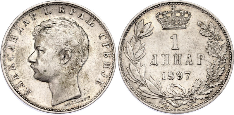 Serbia 1 Dinar 1897

KM# 21, N# 15749; Silver; Alexander I; AUNC