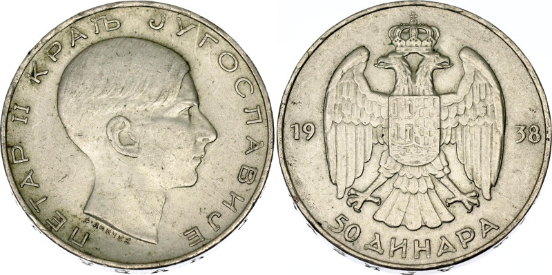 Yugoslavia 50 Dinara 1938

KM# 24, N# 7472; Silver; Petar II; AUNC/UNC