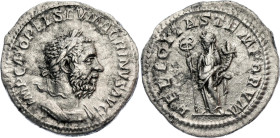 Roman Empire Macrinus Denarius 217 AD Felicitas