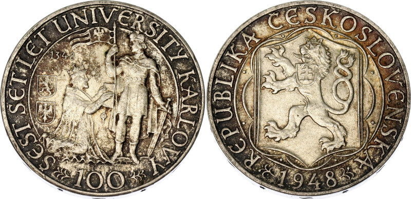 Czechoslovakia 100 Korun 1948

KM# 26, Schön# 33, N# 6515; Silver; 600th Anniv...