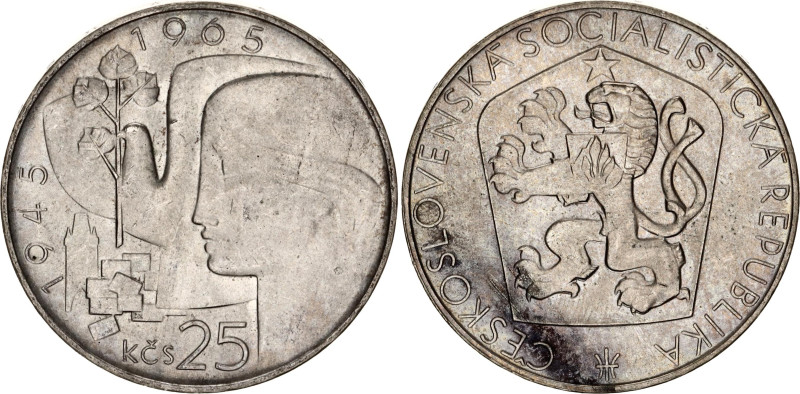 Czechoslovakia 25 Korun 1965

KM# 59, N# 12632; Silver; 20th Anniversary - Cze...