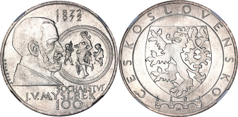 Czechoslovakia 100 Korun 1972 Pattern NGC MS 62

Silver; Josef Václav Myslbek