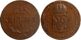 Austria 1 Kreuzer 1816 G Planchet Flaw Error