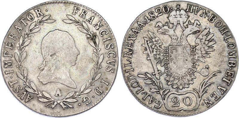 Austria 20 Kreuzer 1820 A

KM# 2143, Adamo# C32, N# 19931; Silver, Franz I; Vi...