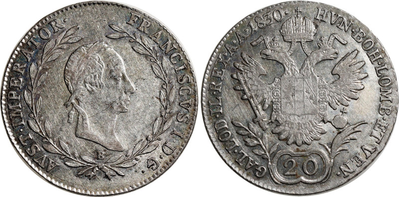 Austria 20 Kreuzer 1830 B

KM# 2145, Schön# 64, Adamo# C34, N# 22995; Silver; ...
