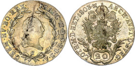 Austria 20 Kreuzer 1803 C Overstrike