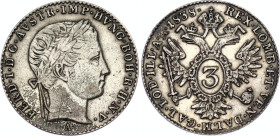 Austria 3 Kreuzer 1838 A