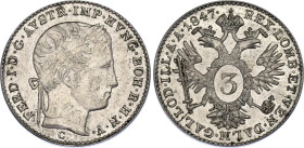 Austria 3 Kreuzer 1847 C
