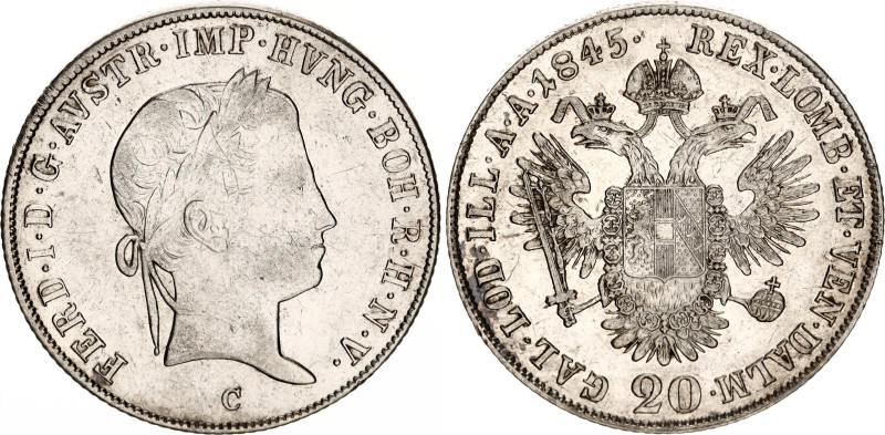 Austria 20 Kreuzer 1845 C

KM# 2208, N# 18459; Silver; Ferdinand I, Mint: Prag...