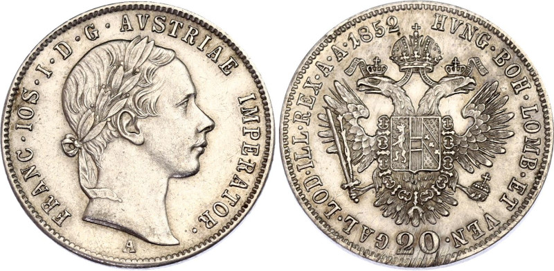 Austria 20 Kreuzer 1852 A

KM# 2211, N# 7094; Silver; Franz Joseph I; UNC