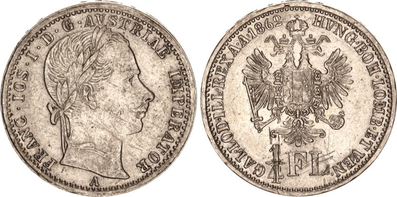 Austria 1/4 Florin 1862 A

KM# 2214, Schön# 123, N# 13806; Silver; Franz Josep...