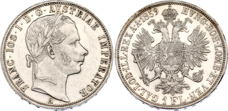 Austria 1 Florin 1859 A

KM# 2219, N# 7004; Silver; Franz Joseph I; UNC with m...