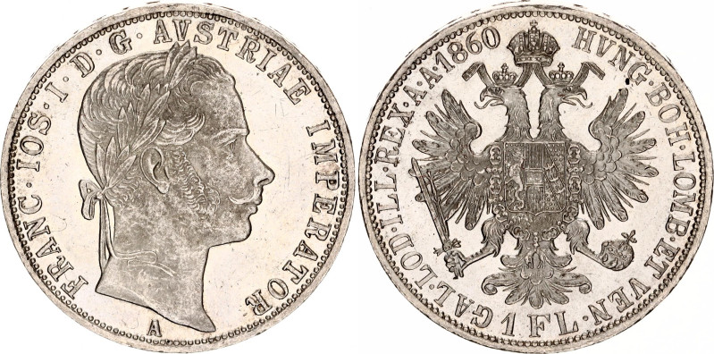 Austria 1 Florin 1860 A

KM# 2219, N# 7004; Silver; Franz Joseph I; Vienna Min...