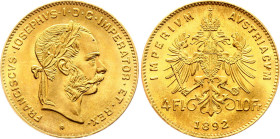 Austria 4 Florins / 10 Francs 1892 Restrike