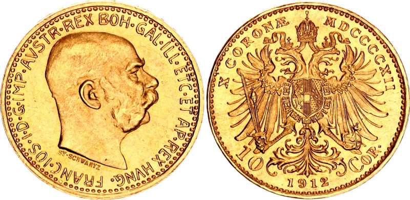 Austria 10 Corona 1912 Restrike

KM# 2816, N# 20870; Gold (0.900) 3.38 g., 19 ...