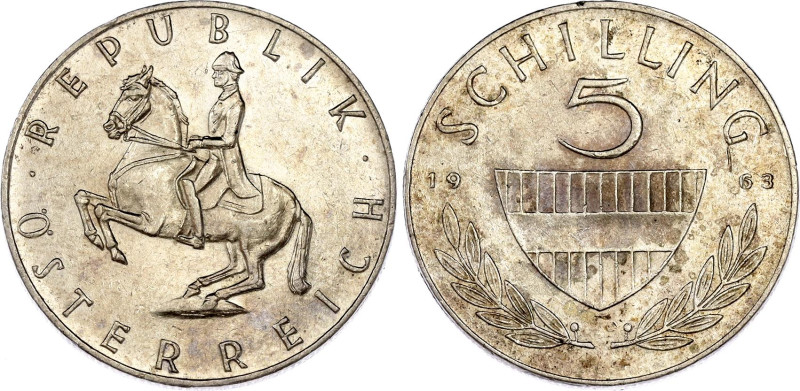 Austria 5 Schilling 1963

KM# 2889, N# 741; Silver; Second Republic; XF