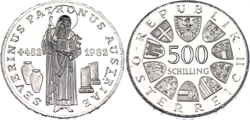 Austria 500 Schilling 1982

KM# 2956, N# 34730; Silver., Proof; 1500th Anniver...