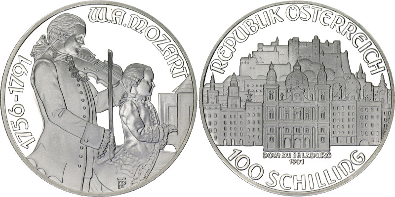 Austria 100 Schilling 1991

KM# 2996, N# 73638; Silver., Proof; Mozart - Salzb...