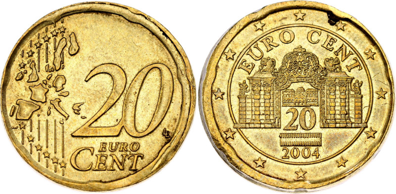 Austria 20 Euro Cent 2004 Off Center Error

KM# 3086, Schön# 281, N# 61; Nordi...