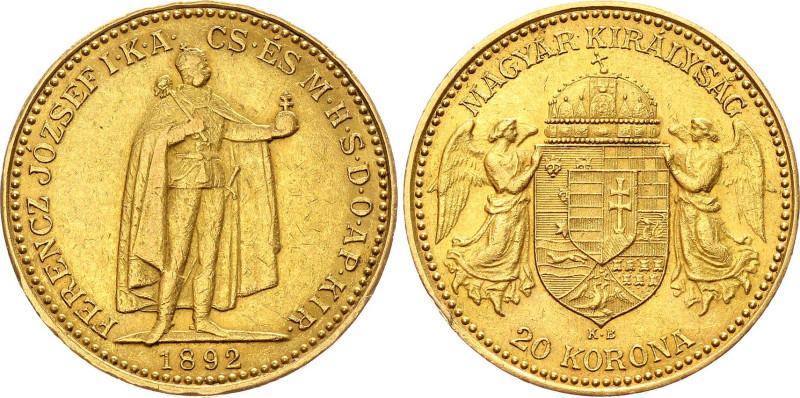 Hungary 20 Korona 1892 KB

KM# 486, N# 33163; Gold (0.900) 6.77 g., 21 mm.; Fr...