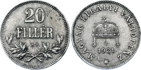 Hungary 20 Filler 1921 KB