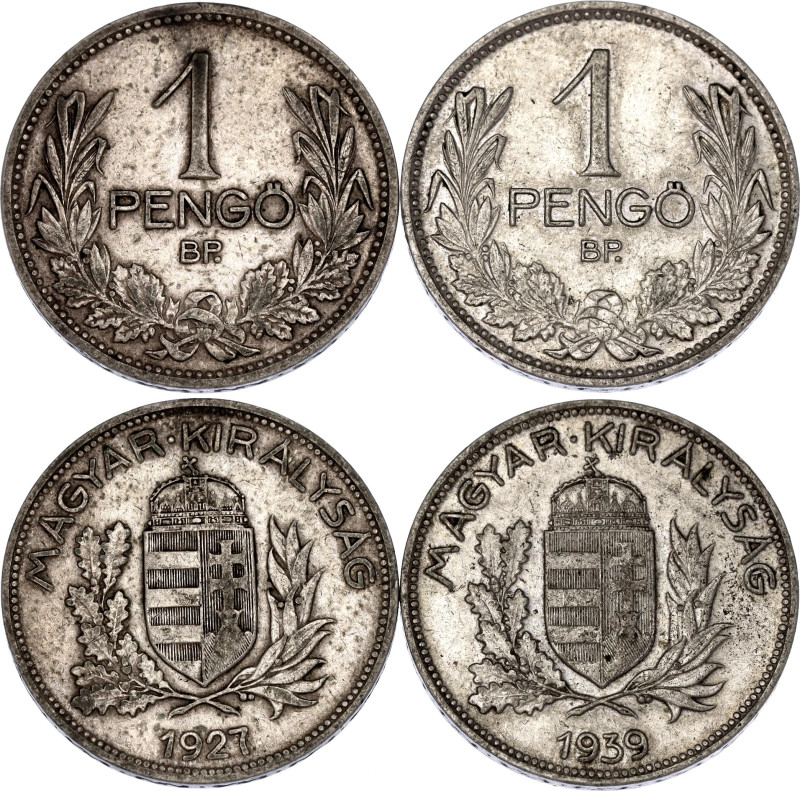 Hungary 2 x 1 Pengo 1927 - 1939 BP

KM# 510, N# 7920; Silver; Miklos Horthy; X...