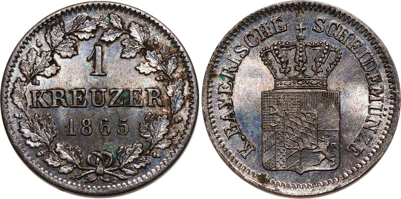 German States Bavaria 1 Kreuzer 1865

KM# 873, N# 10812; Silver; Ludwig II; UN...