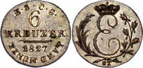 German States Saxe-Coburg-Gotha 6 Kreuzer 1827 ST