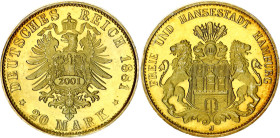 Germany - Empire Hamburg 20 Mark 1881 J (2001) Collectors Copy