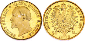 Germany - Empire Saxe-Coburg-Gotha 20 Mark 1872 E (2001) Collectors Copy