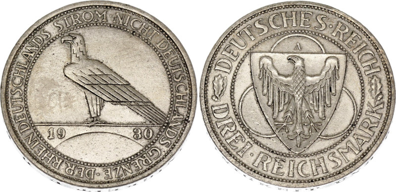 Germany - Weimar Republic 3 Reichsmark 1930 A

KM# 70, J. 345, N# 15905; Silve...