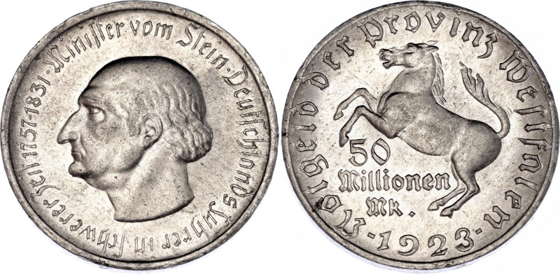 Germany - Weimar Republic Westphalia 50000000 Mark 1923 Notgeld

Funck# 645.13...