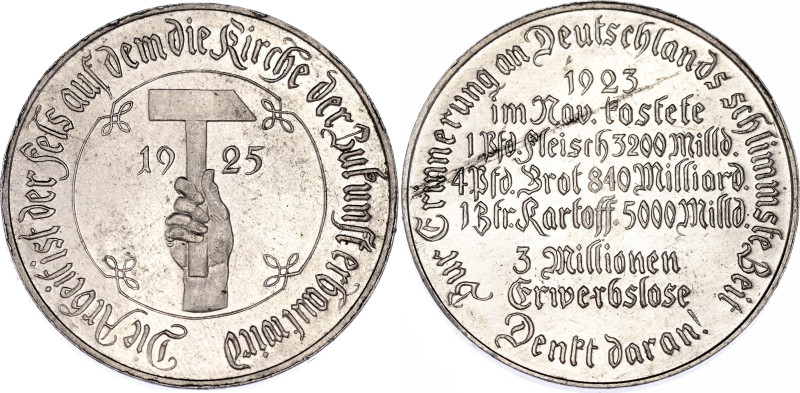 Germany - Weimar Republic Aluminium Medal "Die Arbeit ist der Fels auf dem die K...